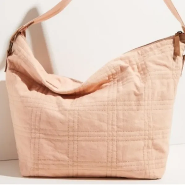 Free People Vienna Pink Quilted Shoulder Bag/Tote Bag, Suede Trim Detail‎ - Image 11