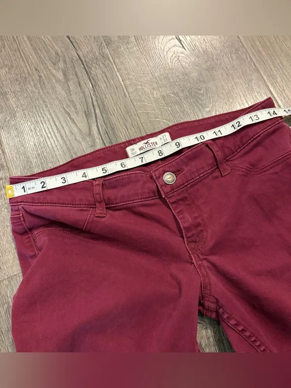 Hollister Jeans Womens 5R 27 Low Rise Skinny Pants Red Burgundy Stretch Y2K - Image 9
