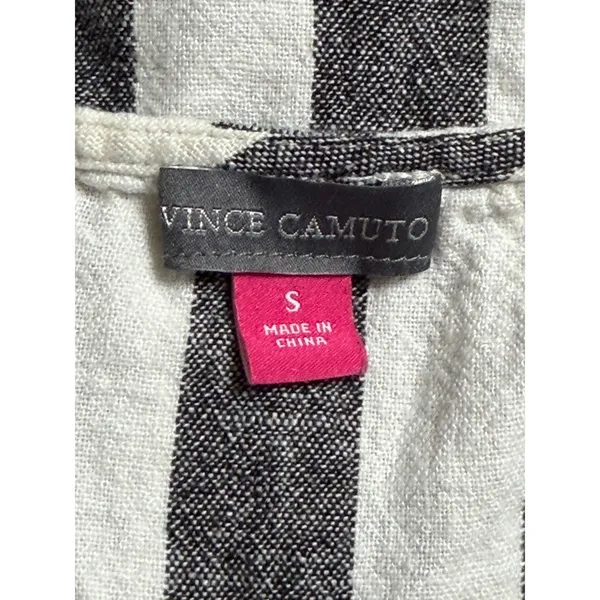 Vince Camuto Black White Striped Linen Blend Tie Front Cami Top Womens‎ Small - Image 5