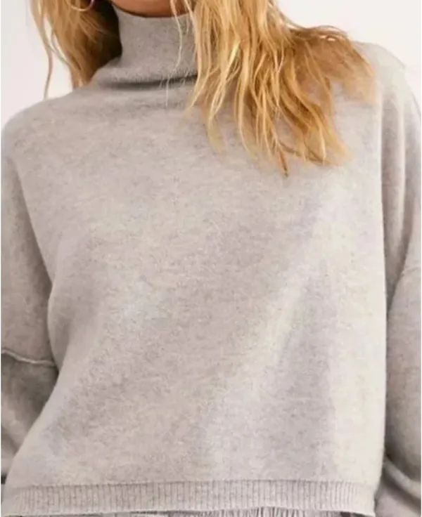 Free People Light Gray Ribbed Sweater - Image 2