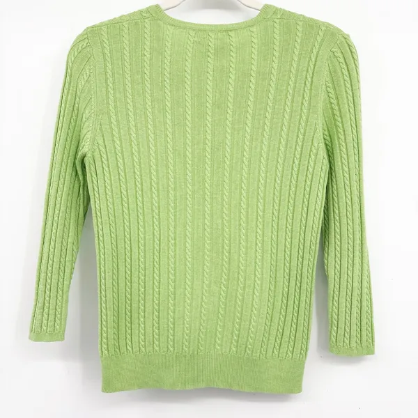 Brooks Brothers‎ Womens Silk Cashmere Cable Knit Preppy V-Neck Sweater Green M - Image 5