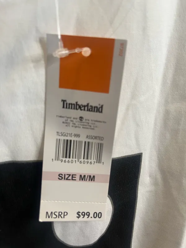 Timberland white tee with black mountain graphic and 'BEYOND THE TRAIL' text, size M #outdoor #hiking. #201 - Image 4