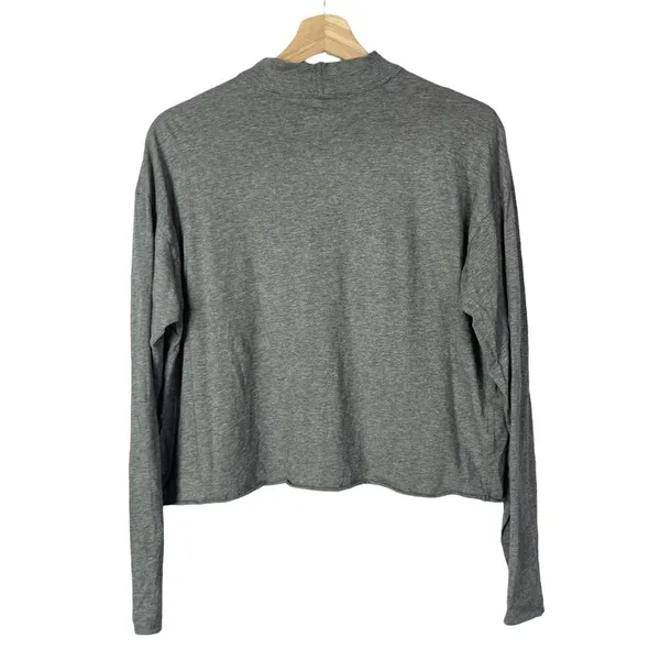 Aerie Light‎ Gray Mock Neck Long Sleeve Cropped T-Shirt S - Image 3