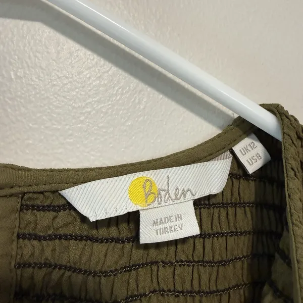 Boden‎ Smocked Bodice Green Long Sleeve Blouse Size 8 - Image 3