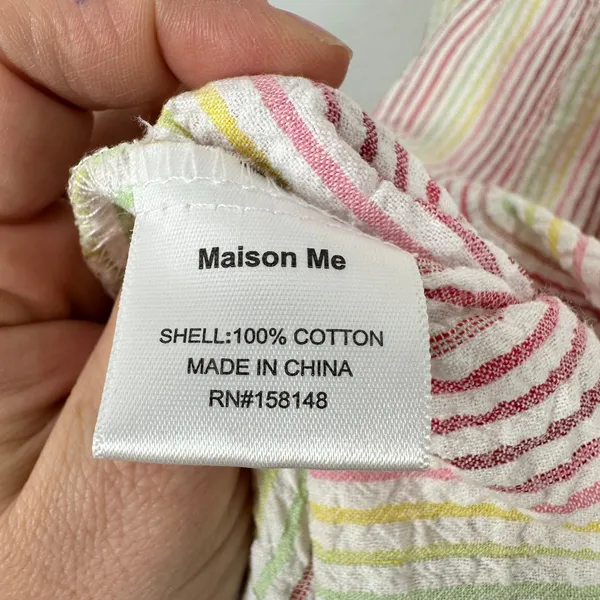 Maison Me Chrissy Dress Striped Rainbow Seersucker Sundress Midi Dress Babymoon - Image 7