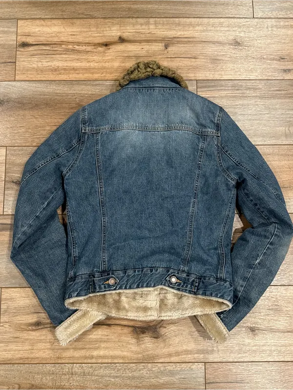 ABERCROMBIE Vintage 2000s Western Faux Fur Lined Cotton Denim Jacket | Sz Medium - Image 5
