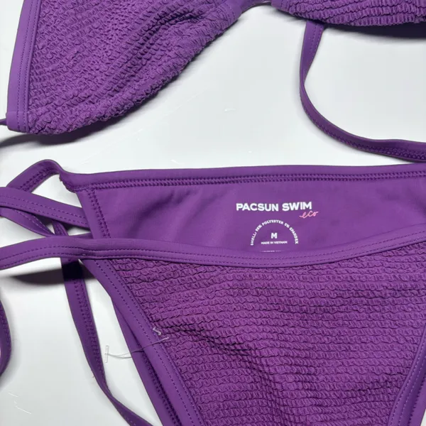 PacSun Purple Textured Triangle String Bikini - Image 2