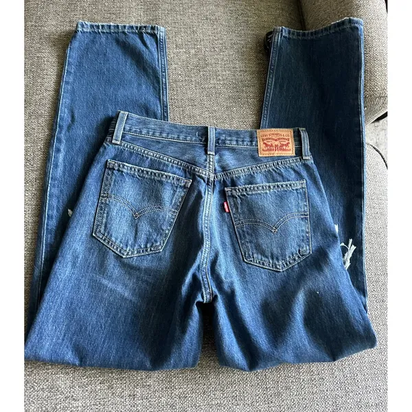 Levis Low Pro Straight‎ Jeans Womens 26 Distressed Medium Wash Blue Denim A0964 - Image 2