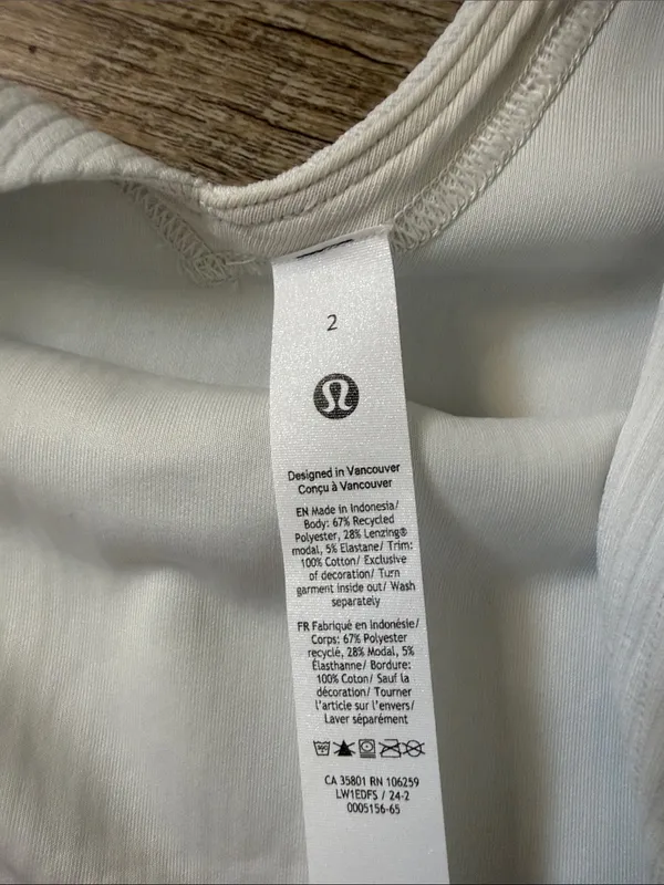 Lululemon Ribbed Softstreme Cropped Tank Light Vapor Size 2 - Image 3