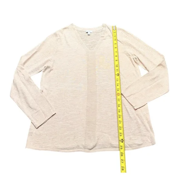 J. Jill Top Knit Soft Pink Linen Blend Top V Neck Casual Travel Coastal Women L - Image 4