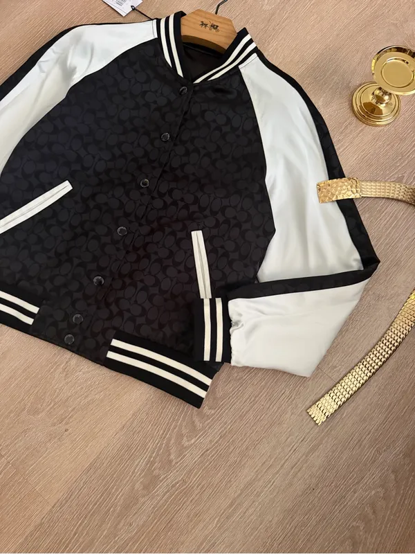 NWT Coach Reversible Signature C Varsity Bomber Jacket Black White Size S CAH06 - Image 11