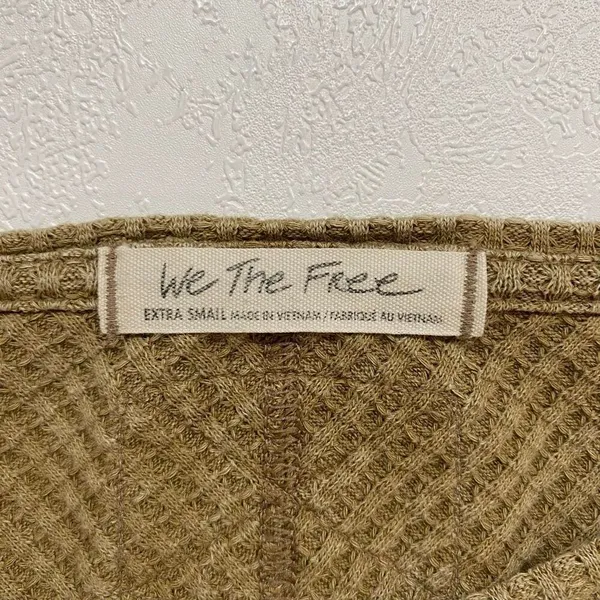 Free People We The Free Waffle Knit Oversized Thermal Top XS Boho - Image 4