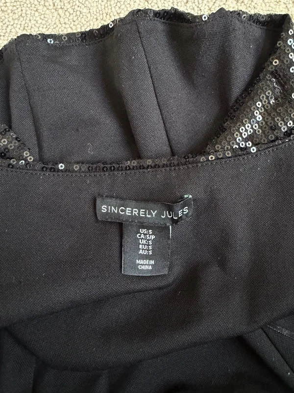 Sincerely Jules Black Sequin Corset Crop Top Size S - Image 4