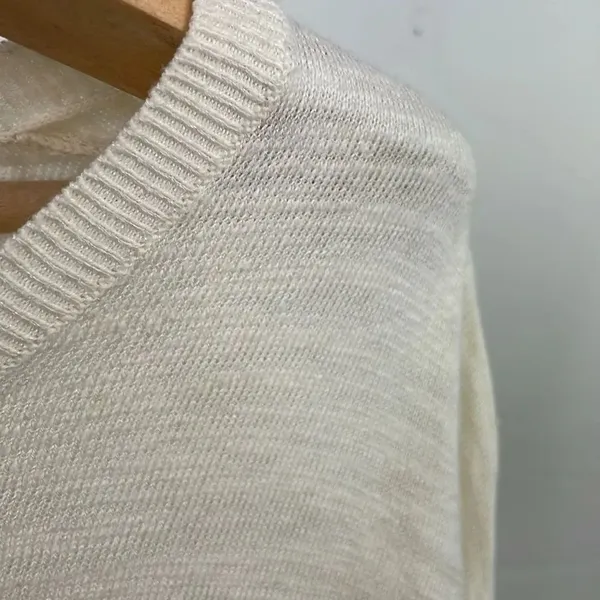 Anthropologie Moth Womans Ivory Tan Sweater Oversized Long Tunic Slits size XS - Image 10