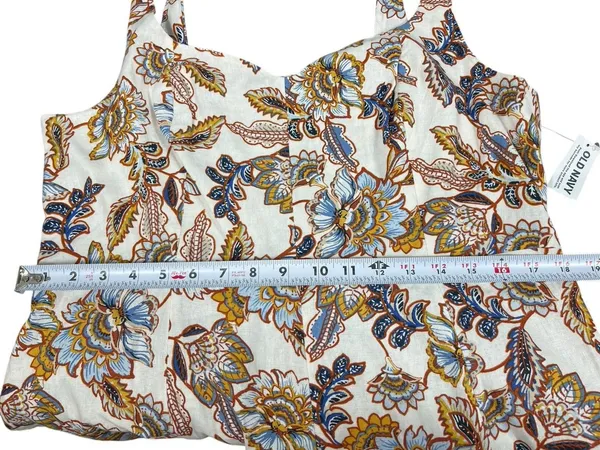Old Navy XL Floral Print Smocked Back Linen Blend Midi Dress NWT Coquette - Image 9