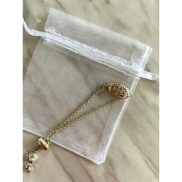 Kendra Scott Light Blush Pink Druzy Drusy Stone Silver Tone Toggle Pull Bracelet - Image 4