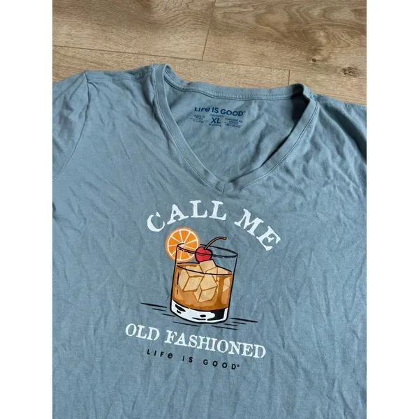 EUC Women Life is Good crusher tee call me old fashioned short sleeve blue sz XL - Image 2