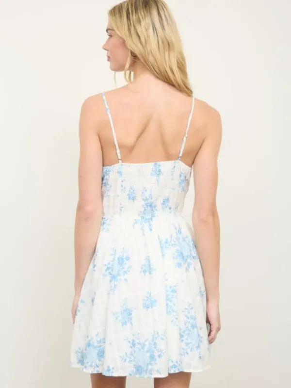 Floral Plaid Spaghetti Strap Corset Mini Dress Medium - Image 3