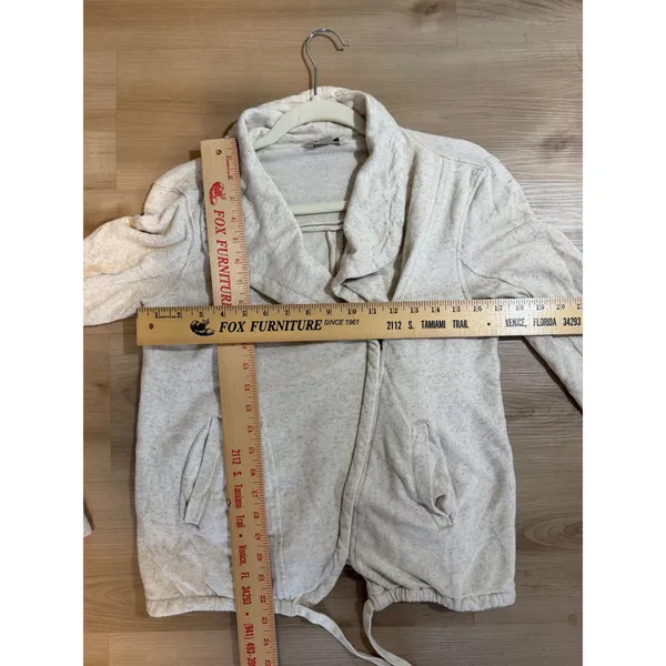 Lucky Brand Moto Jacket Beige S Womens Asymmetrical Zip Sweatshirt Casual - Image 6
