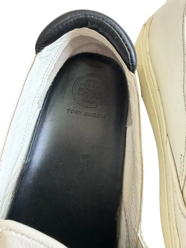 TORY BURCH Black White Leather Colorblock Sneakers Size 6 - Image 6