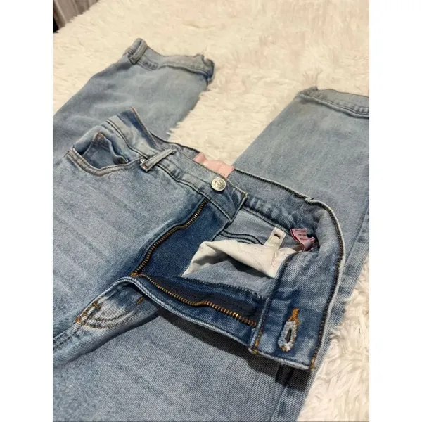 Revice Denim Farrah Super High Rise Jeans Button Hem in Blue Size 28 - Image 7