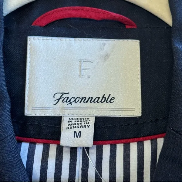 Facconable Linen Cotton Blend Double Breasted Minimalist Women's Blazer Jacket M Black Size M - Image 8