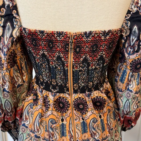 Alice Olivia Julissa Mini Dress Women’s‎ 6 Empire Waist Puffed Sleeve Smocked - Image 5