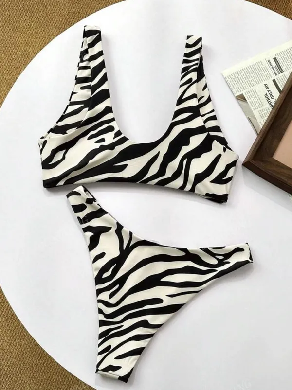 Zebra Print Bikini Shein - Image 2