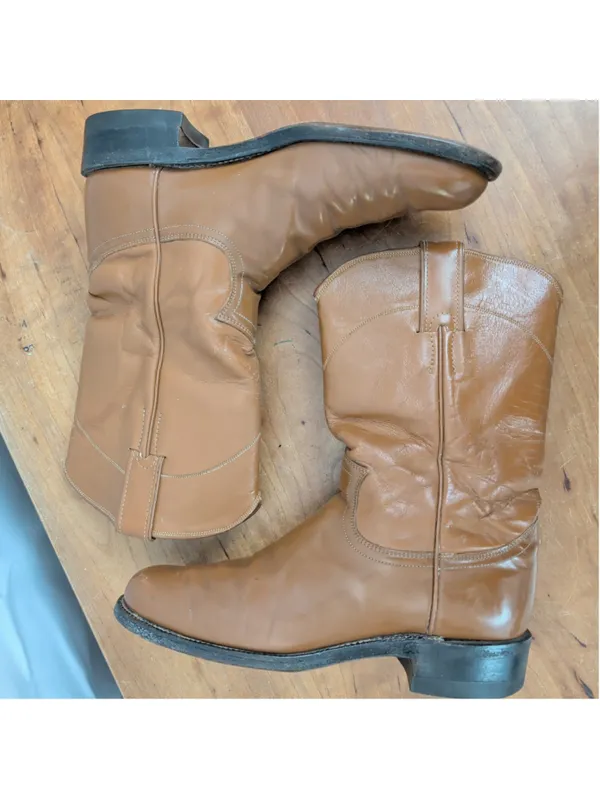 Justin Boots Ladies' Vintage Brown Leather Just Roper Boots Size 7A - Image 6