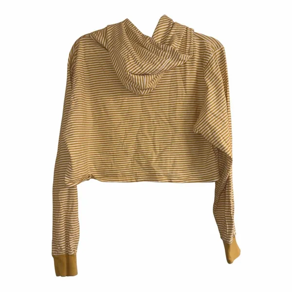 ✨Brandy Melville Striped Cropped Rita Yellow & White One-Size Hoodie✨ - Image 5
