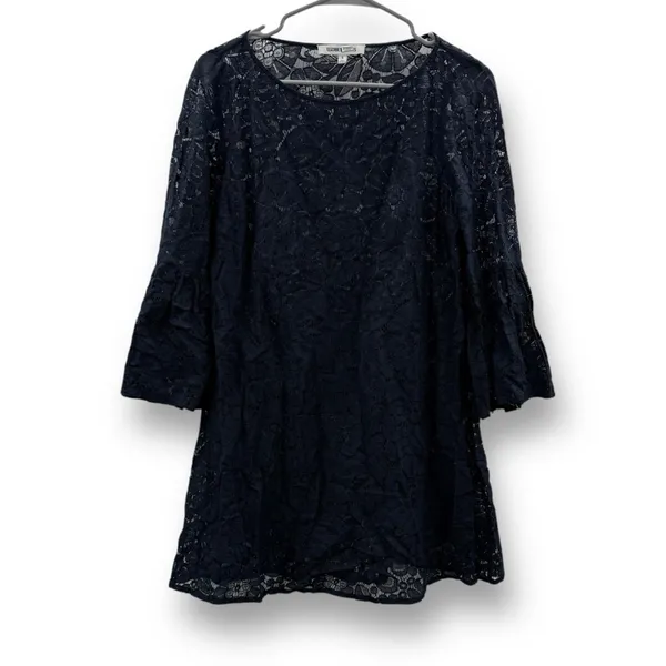 RTR Elizabeth and James Glorietta Navy Blue Lace‎ 3/4 Bell Sleeve Mini Dress - Image 3
