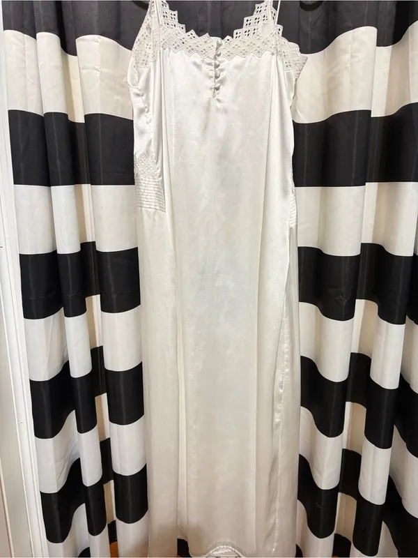 Zara White Satin Lace-Trim Slip Dress - Image 7