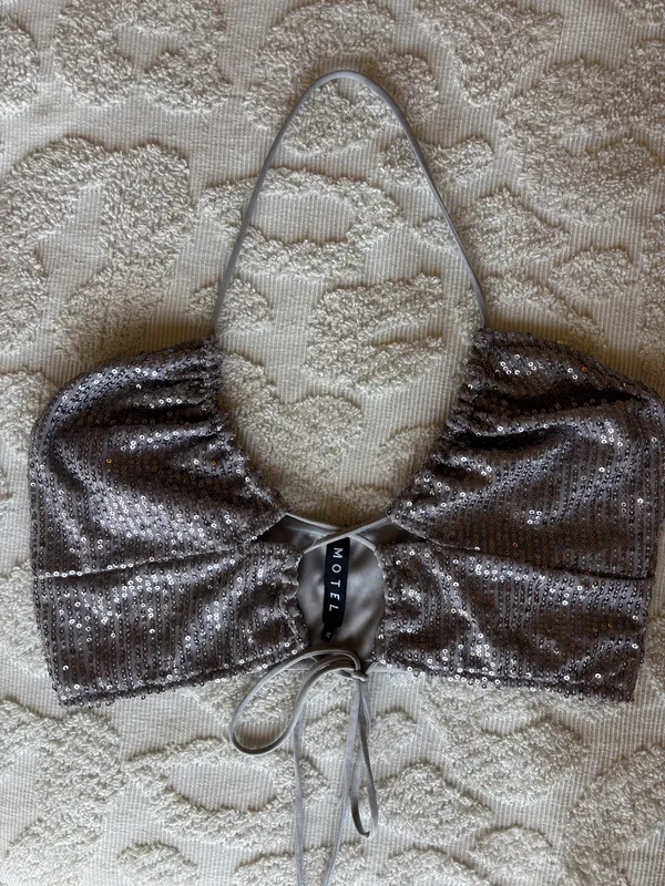 Motel Rocks Adjustable Sequined Crop Top - Image 3