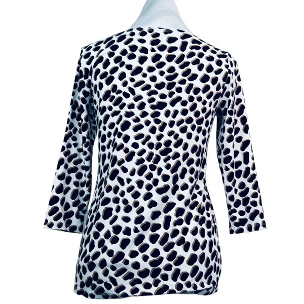 Ann Taylor Animal Print Boat Neck 3/4 Sleeve Blouse S - Image 4