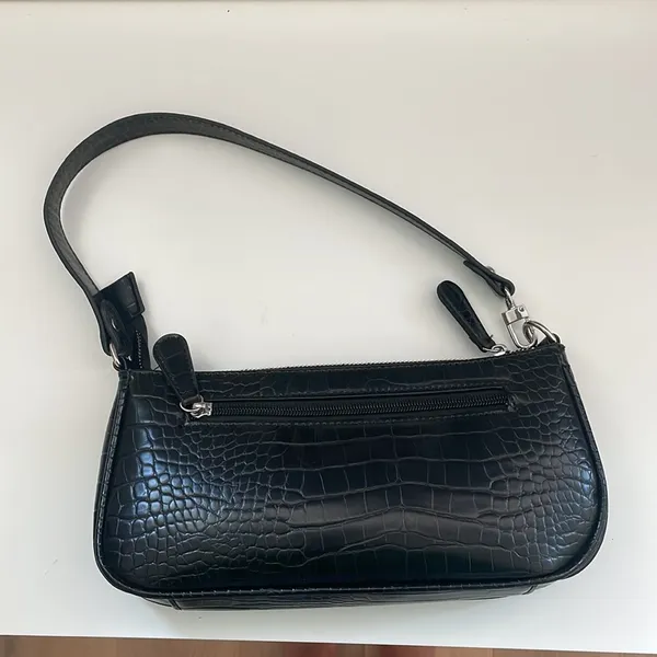 Black Alligator short strap shoulder purse - Image 2