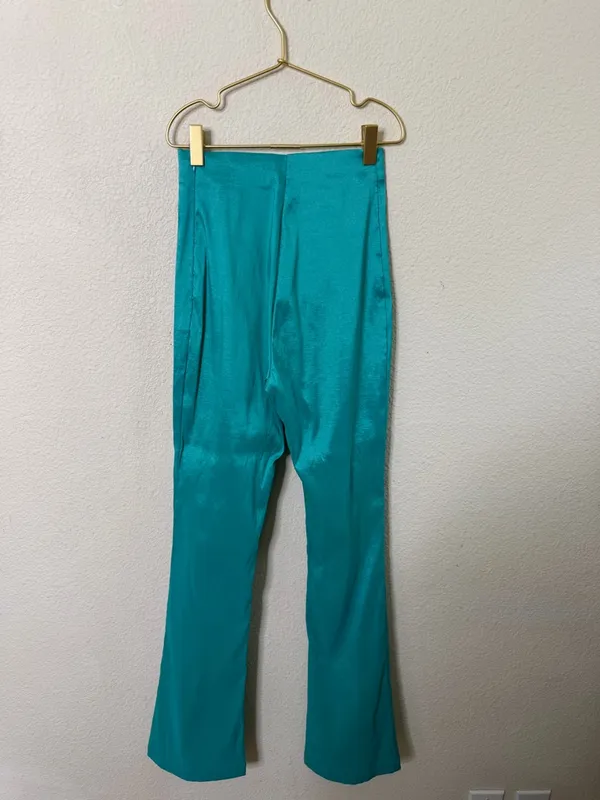 Hosbjerg x Free People Elora Split Hem Pants In Turquoise Womens Size‎ XS - Image 3
