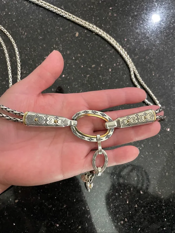 Vintage Brighton Silver-Tone Heart Charm Adjustable Chain Belt - Image 6