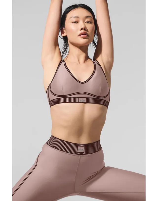 Alo Yoga Airlift Line Up Bra Taupe S - Image 6
