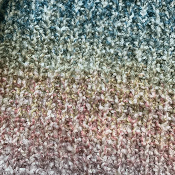 Vintage‎ Pastel Ombre Hand Knit Cardigan Chunky Cropped Sweater Rainbow Cozy - Image 8
