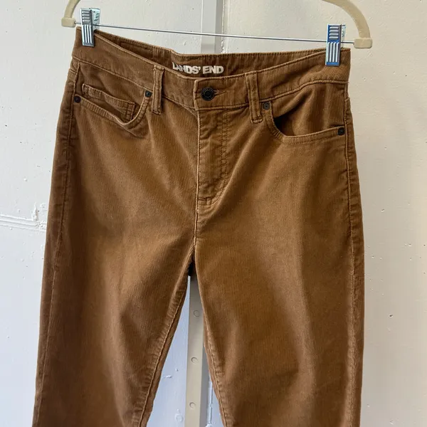 Lands End Womens Mid Rise Straight Corduroy Pants Camel Brown Size 6 Stretch - Image 3