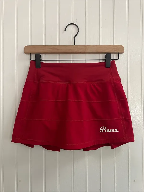 LULULEMON Pace Rival Mid-Rise Skirt in Red Alabama BAMA Logo Size 0 - Image 2