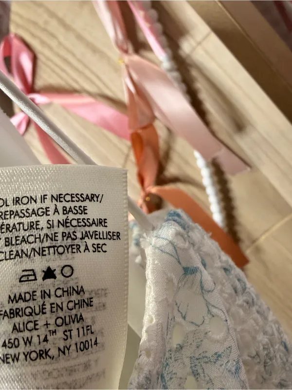 Alice + Olivia Shanti Blue & White Floral Toile Eyelet Wide Leg Jumpsuit XS 0/2 - Image 5
