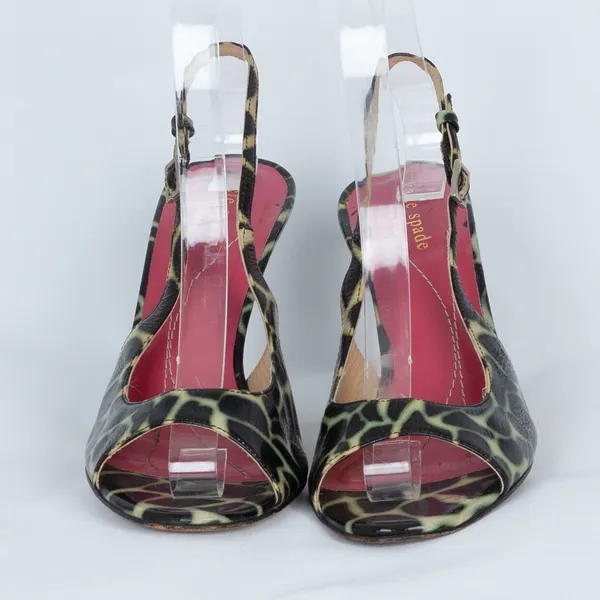 Kate Spade Womens Giraffe Print Slingback‎ Shoes Size 6 Peep Toe Professional - Image 2