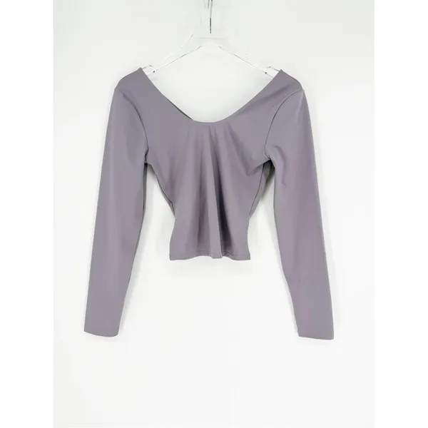 Le Ore Long Sleeve V-Neck Fitted Top‎ Women's L Purple Coquette - Image 3