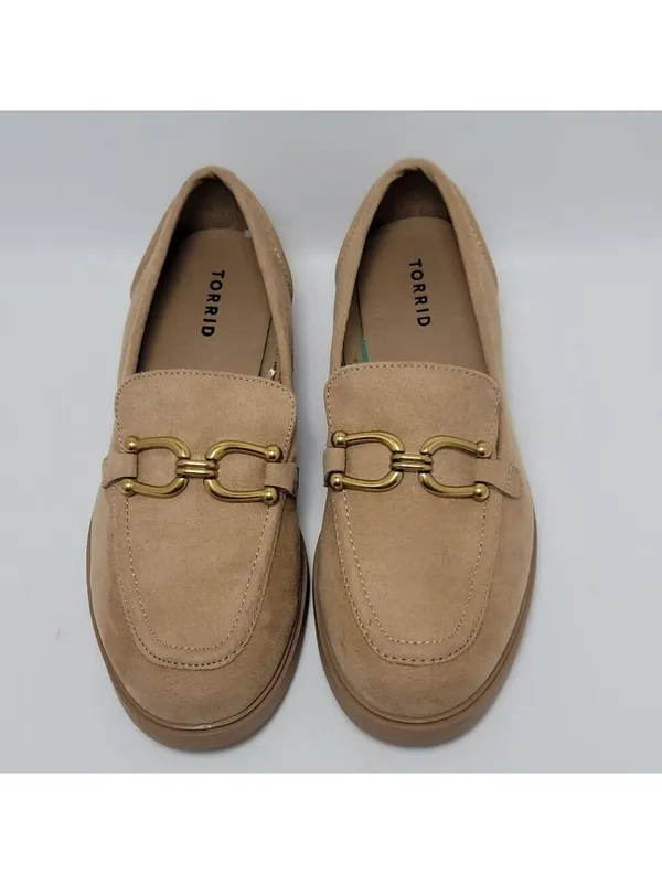 Torrid Clean Faux Suede Chunky Buckle Platform Tan Loafers Size 10 WW - Image 3