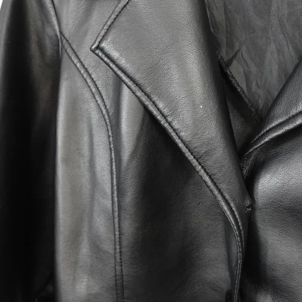 Vintage Faux Vegan Black Leather Jacket Blazer - Image 6