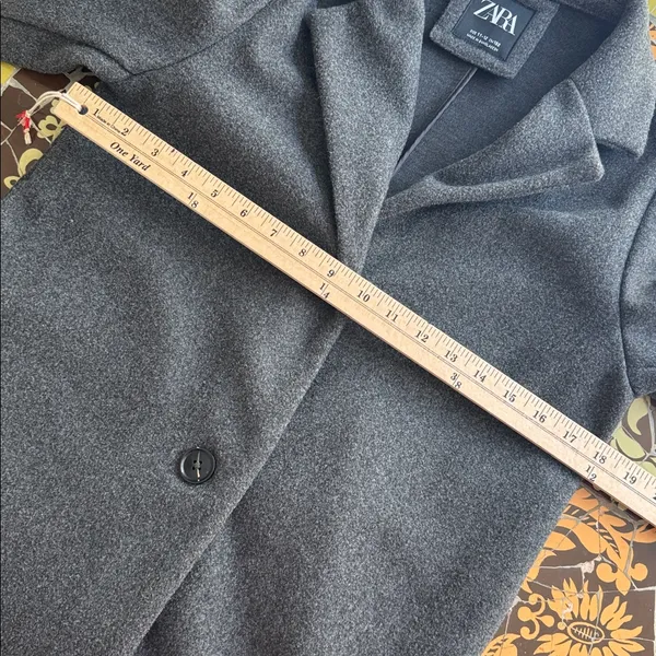 Zara Gray Wool Blend Coat Sz: M - Image 8