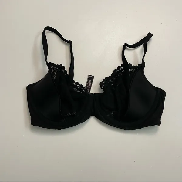 Victorias Secret Bra Unlined Demi Underwire Floral Lace Convertible Black - Image 7