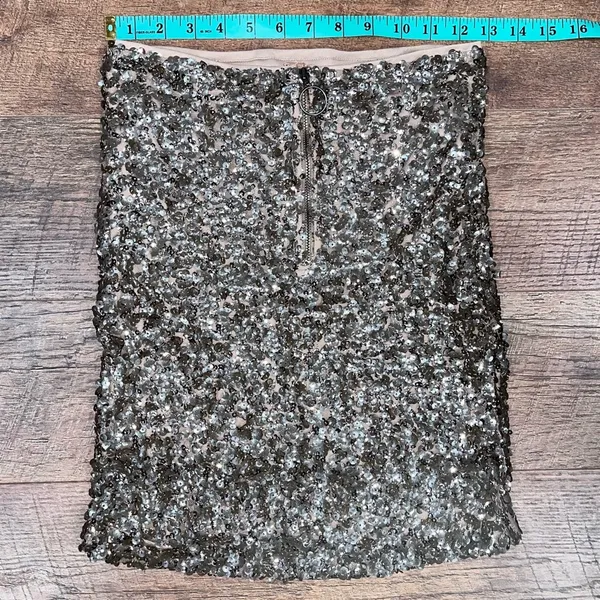 Free People Lined Gold Sequin Zip Up Mini Skirt - Image 11