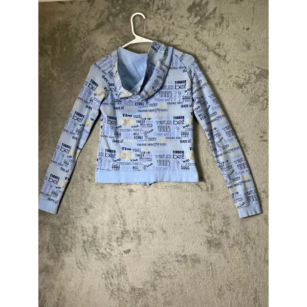 Disneyland Resort Women’s M Blue Graffiti Print Zip Up Hoodie Y2K Baddie Disney - Image 3